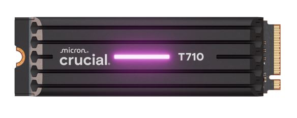 Crucial T710 2TB PCIe Gen5 NVMe 2280 SSD w Heatsink - 14500 /13800 MB /s R /W 1200TBW 2.3M IOPs 1.5M hrs MTTF with DirectStorage for Intel and AMD 5yrs