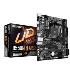 Gigabyte B550M H ARGB Micro-ATX AMD B550 motherboard with AM4 support, PCIe 4.0, DDR4 up to 5100MHz OC, HDMI 2.1, DP 1.4, M.2, and Gigabit LAN