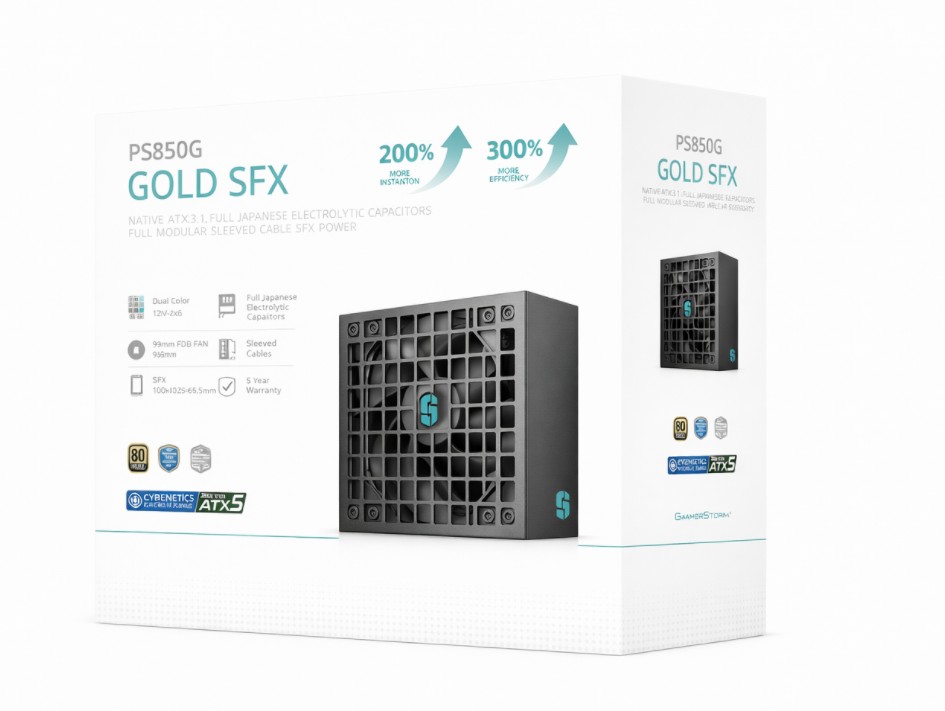 DeepCool PS850G 850W Gamer Storm SFX ,Full Japanese Electrolytic Capacitors, Cybenetics Platinum /PPLP Gold, Fluid Dynamic Bearing