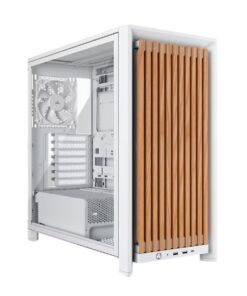 Corsair FRAME 4000D WOOD RS Modular Mid-Tower PC Case - White /Oak, E-ATX ATX mATX ITX, TG wood, 430mm GPU, 170mm CPU, 360mm rad, USB-C, vert GPU