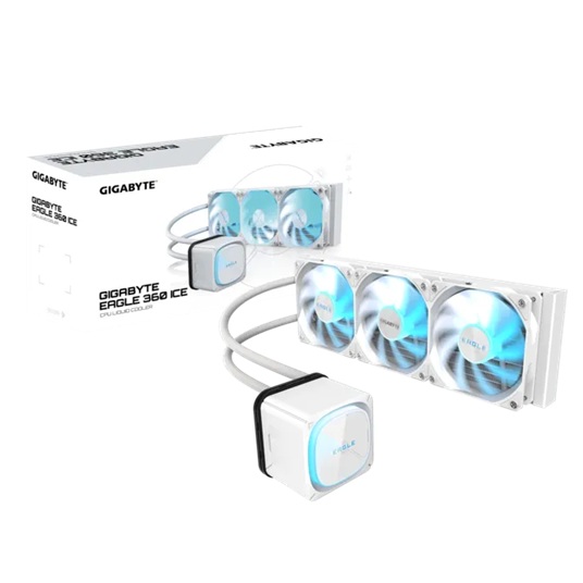 GIGABYTE EAGLE 360 ICE 360mm alu rad, 3x120mm ARGB fans 600-2000RPM, Intel 1851 /1700 /115X /1200 AMD AM5 /AM4, copper pump 3200RPM, 400mm tube