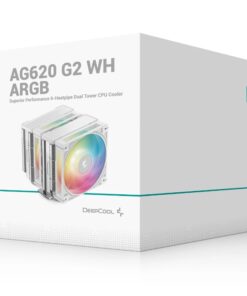 DeepCool AG620 ARGB G2 WH Dual-Tower CPU Cooler, 2x 120mm Fan, 6 Copper Heat Pipes, Intel LGA2066 /2011-v3 /2011 /1700 /1200 /1151 /1150 /1155 AMD AM5 /AM4