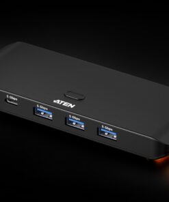 Aten Essential 2x4 USB 3.2 Gen 1 Sharing Switch, Sharing of four USB peripherals at blazing-fast 5 Gbps between two PCs  / pushbutton or Remote