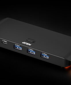 Aten Essential 2x4 USB 3.2 Gen 1 Sharing Switch (Host Type  A+C), USB Type-C host, 5 Gbps data transfer, Quick switch via pushbutton or Remote